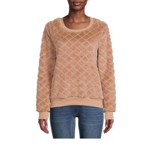 Crave Fame Junior' Diamond Faux Fur Pullover with Long Sleeves sweater S